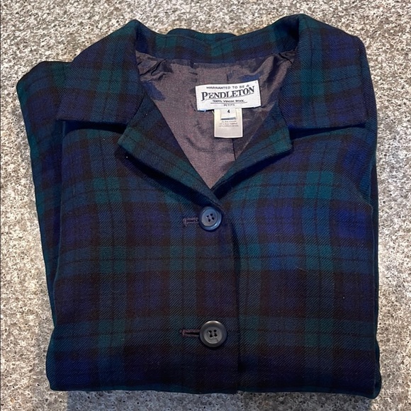 Pendleton Women's Wool Plaid Blazer - Green and Blue - Picture 4 of 4